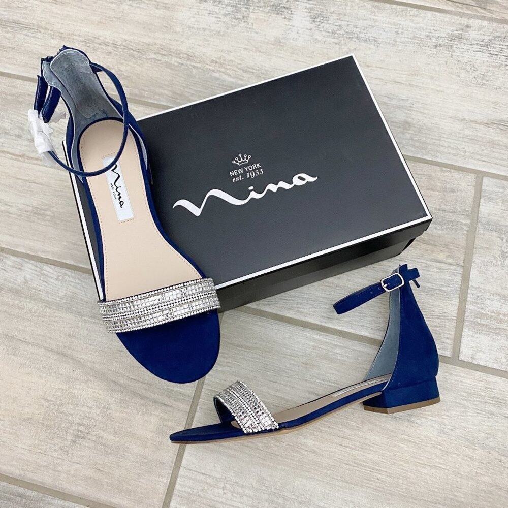 NINA New York Bling Formal Royal Blue Sandals 6M